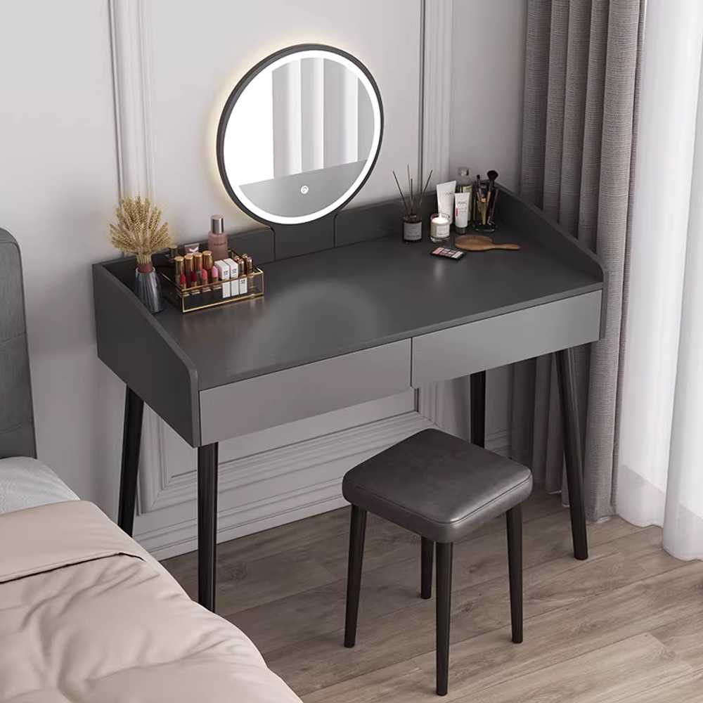 미니멀리스트 화장대 입식 원룸 거울 서랍형 모듈 블랙 침실 드레싱 테이블 1. 60x40 (LED) : 6시즌스토어
