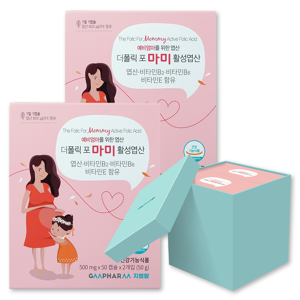 더폴릭포마미 4세대 활성 엽산 활성형 임신 준비 임산부 초기 영양제 100캡슐, 2개 : 지엠팜