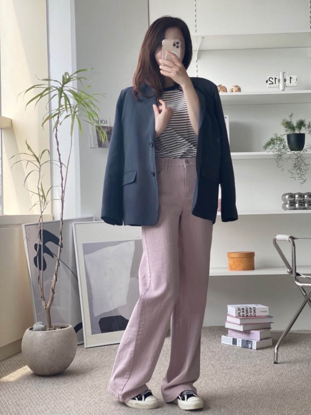리리끄 코튼 일자팬츠 세미와이드 바지 데일리코디 44 55 66 : 혀니21