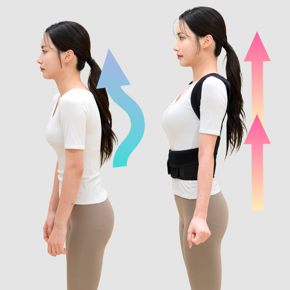 갈랩 의료용 자세교정밴드 의료기기 벨트 등 교정기 라운드숄더 어깨 바른자세 목 보호대 척추 말린 굽은등 허리 체형 : THE PURE