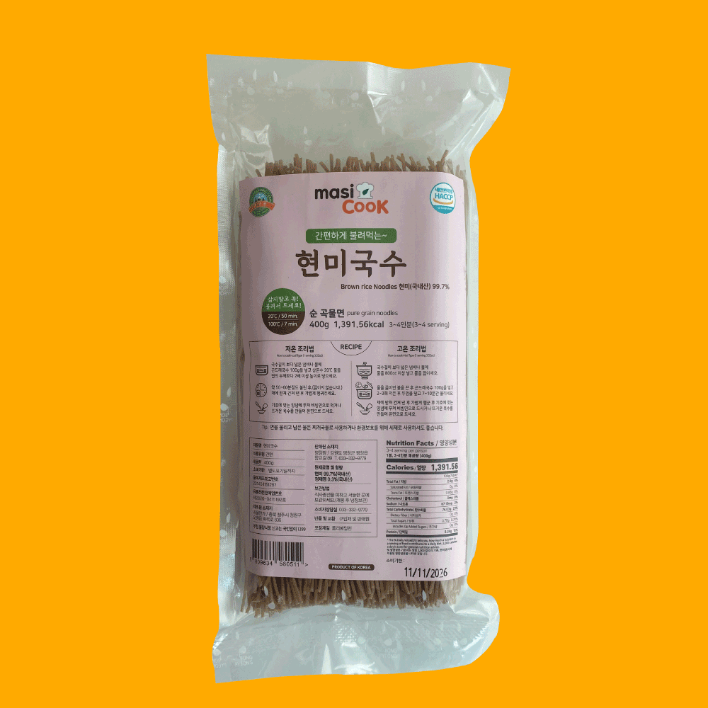 강원도 평창 국산 100%글루텐프리 프리미엄 도토리국수 400g : 강원웨이브