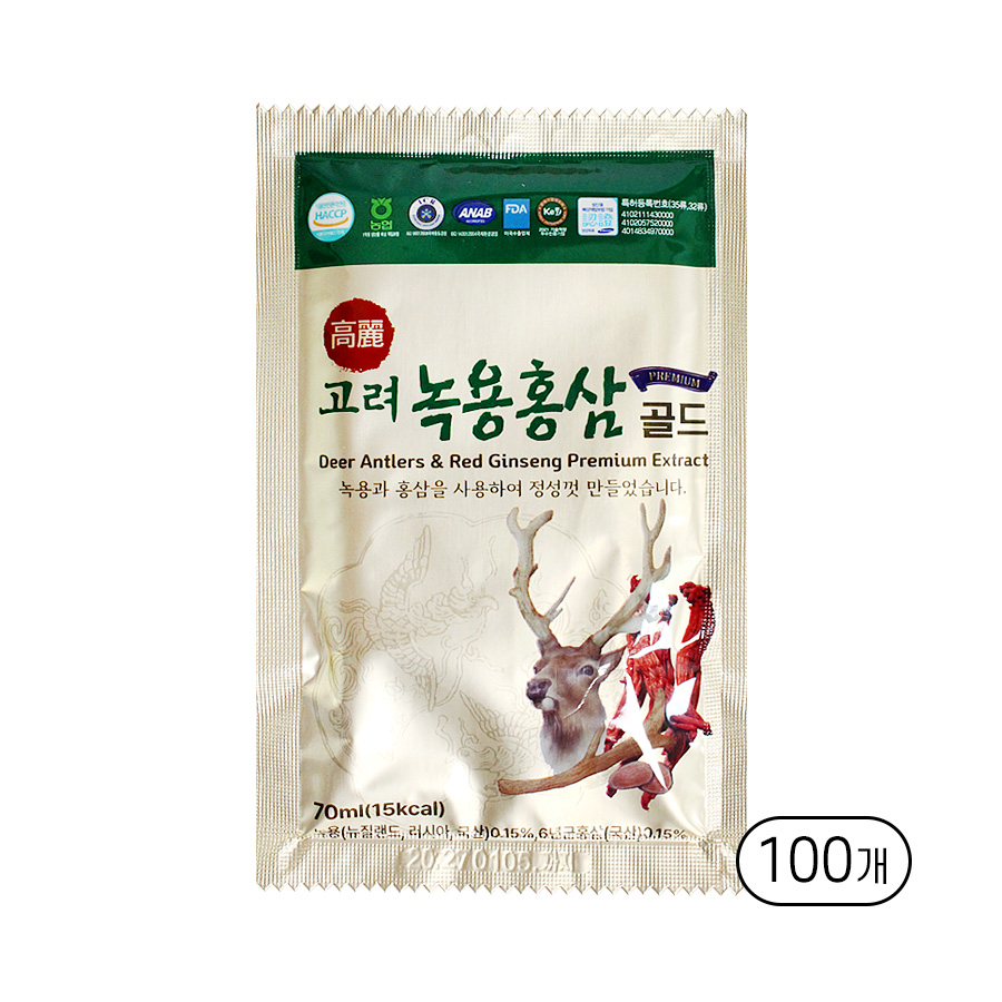 고려 녹용홍삼 골드 70ml 100포 (낱개) : 티타임고려