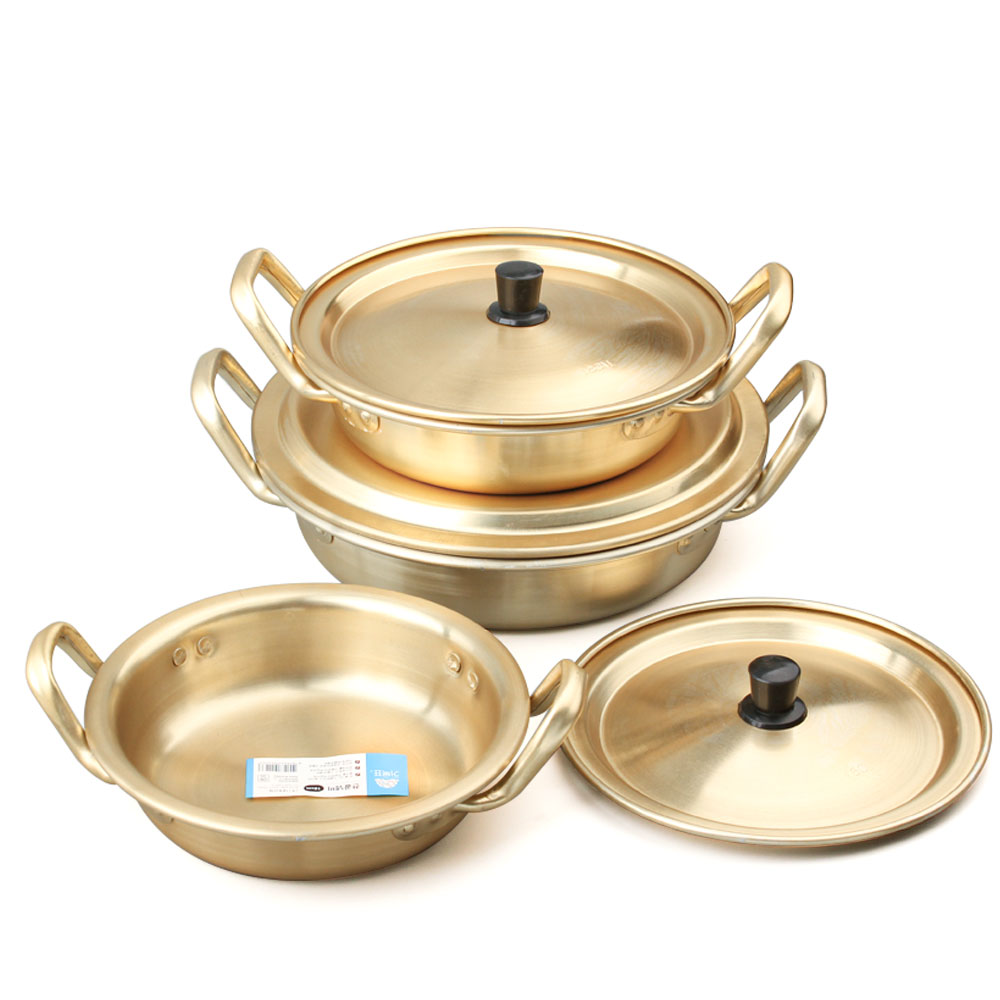 국산 양은 전골냄비 업소용 낮은 라면 김치찌개냄비 황냄비 뚜껑미포함 16cm : 핸썸키친