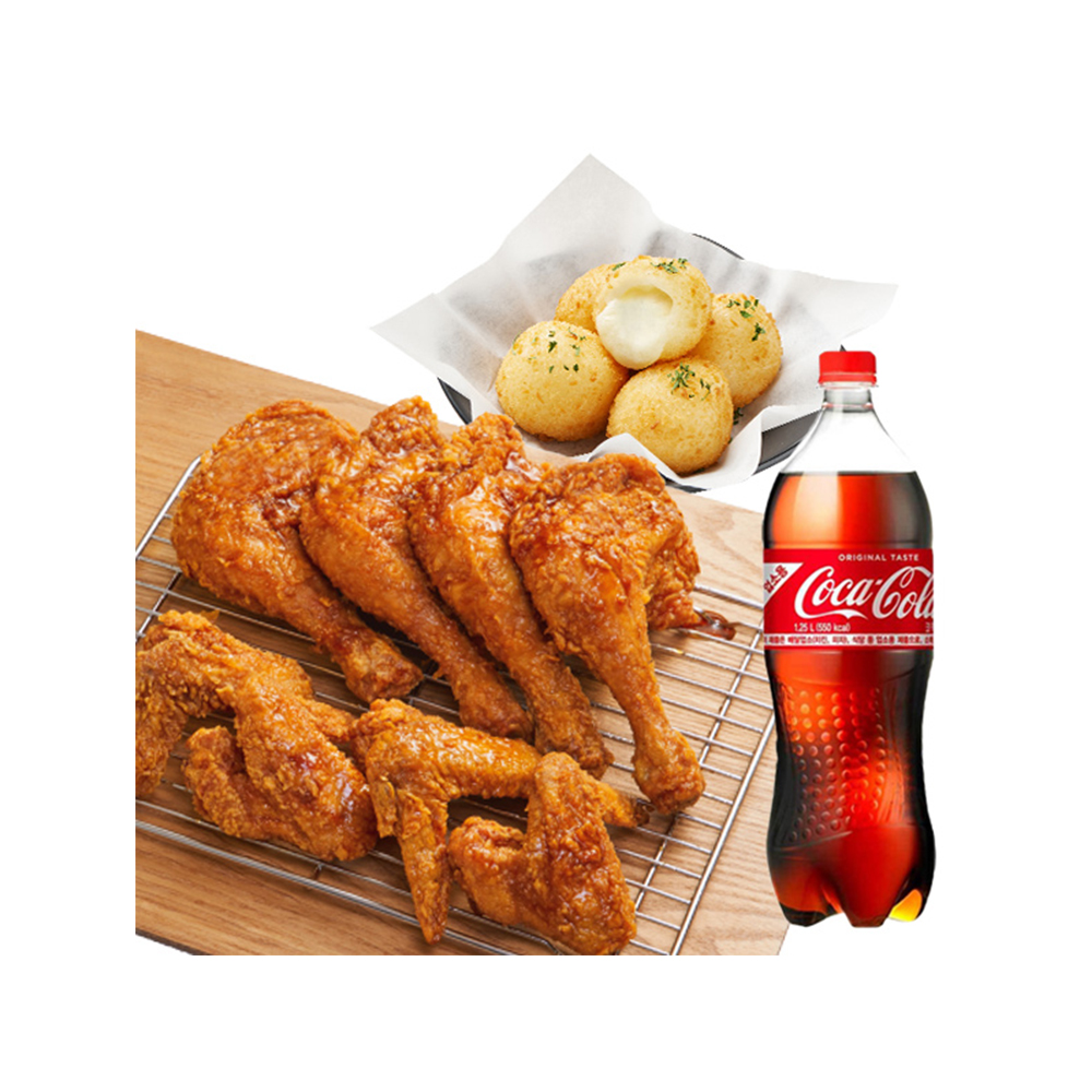 [가마치통닭] 간장콤보+치즈볼+콜라1.25L : 스마일콘