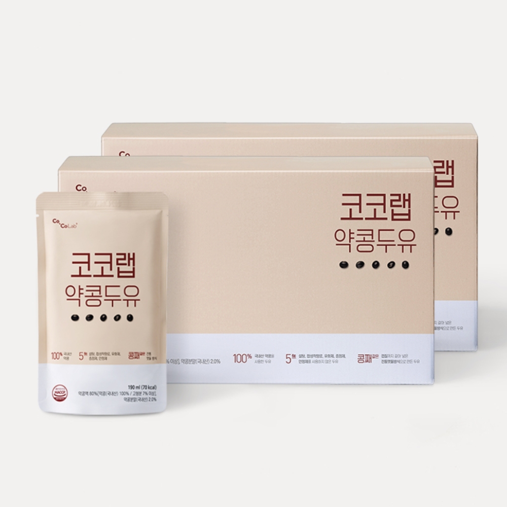 약콩을 통째 갈아 더욱 진한 코코랩 약콩두유 190ml x 20개입 x 2박스 외 무첨가 무설탕 무가당 100%국내산 약콩 nonGMO : CoCoLAB