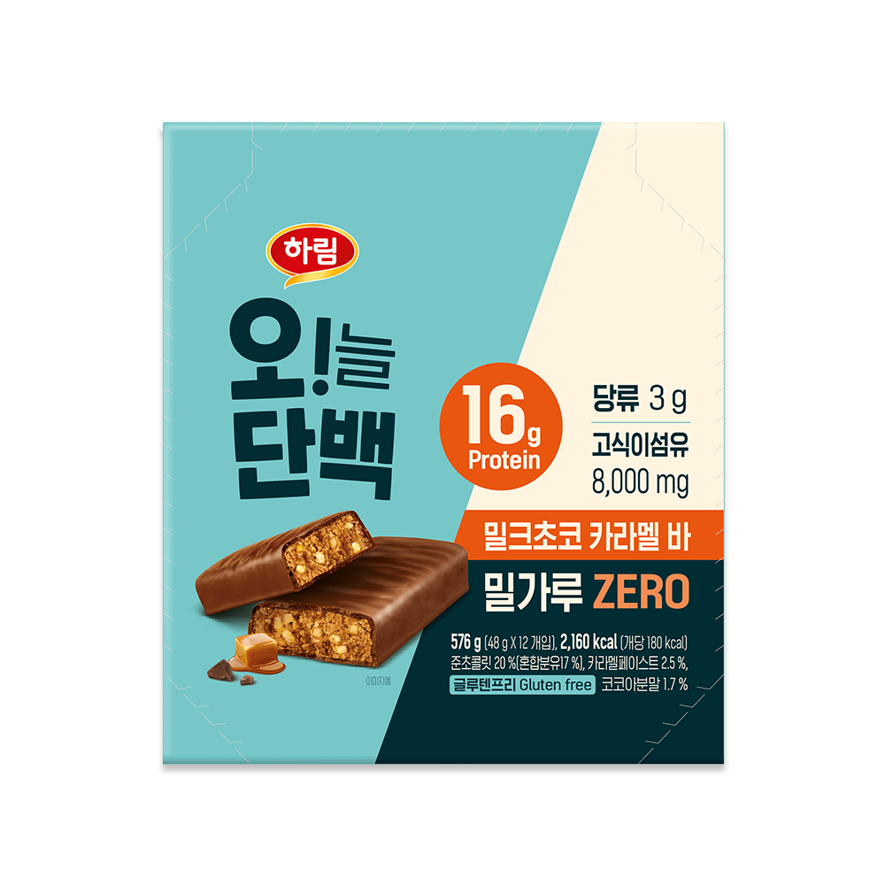 하림 오늘단백 밀크초코 카라멜바 12팩 프로틴바 단백질바 : 주식회사 하림