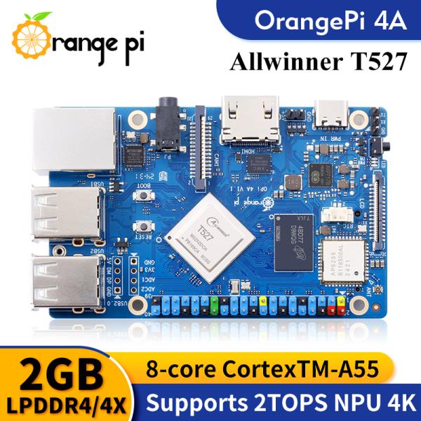 오렌지 파이 4A 2GB RAM 올위너 T527 RISC-V 보조 프로세서 미니 PC, 와이파이 + BT5.0 BLE M2 NVMe SSD 2TOPS NPU 싱글 보드 컴퓨터... 