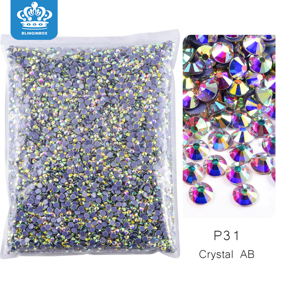 Blinginbox 크리스탈 AB 컬러 핫픽스 라인스톤 글리터 네일 참, DIY 액세서리, : 27난쟁이