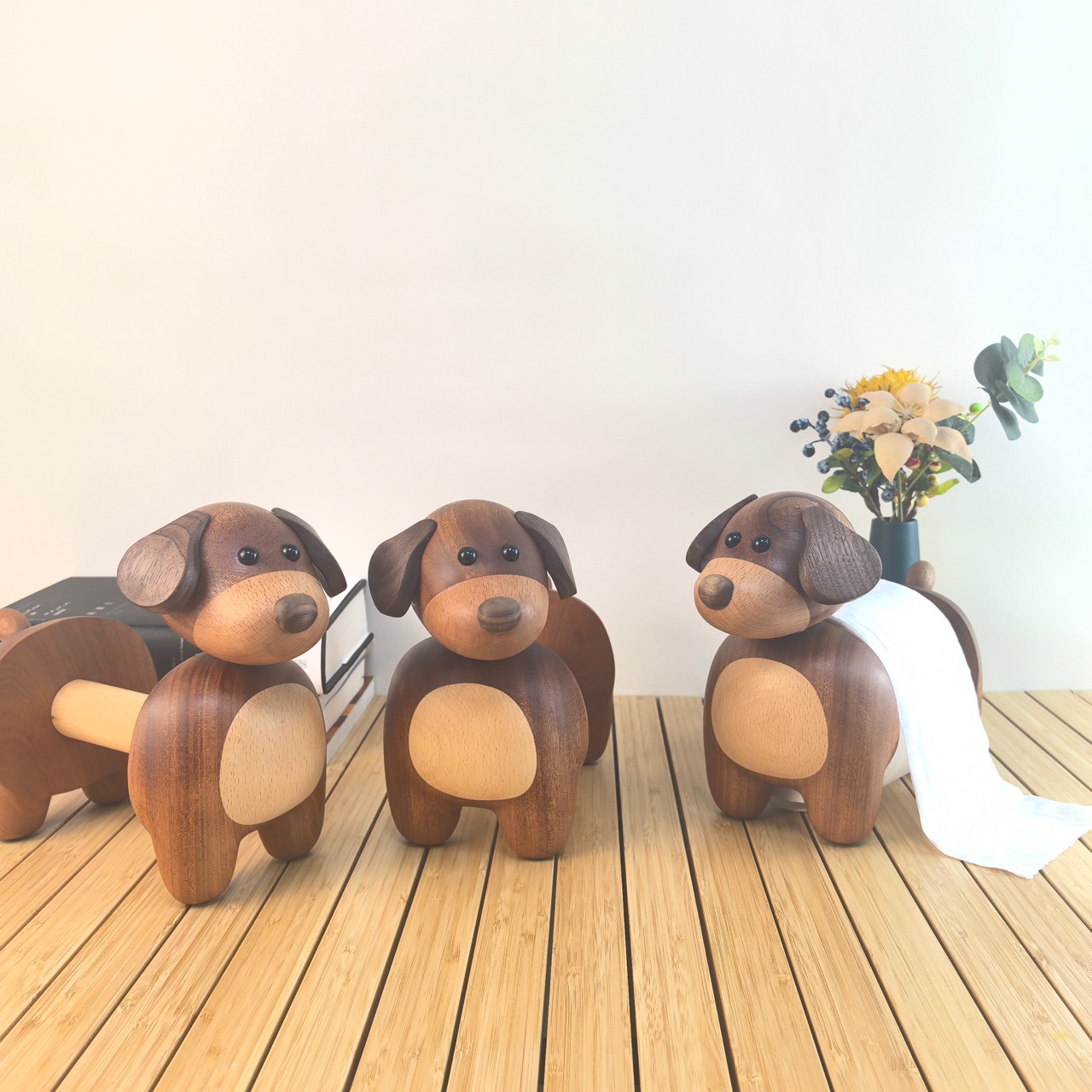 두루마리 케이스 휴지걸이 보관함 동물 점보롤 티슈 원목 디스펜서 키친타올 고양이 두루말이 : 우디젠트