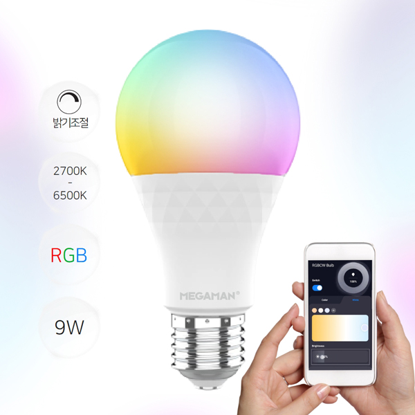 비츠온 9w스마트 전구 색변환(RGB) 타이머 벌브 LED 전구색(노란색), 주광색(하얀색) : 전설전기조명