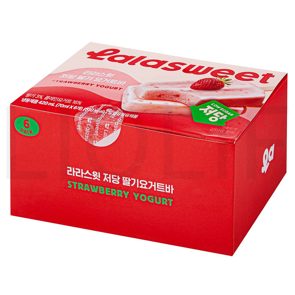 라라스윗 저당 딸기 요거트바 아이스크림 (냉동) 1개 6개입 70ml : SUPER SALE
