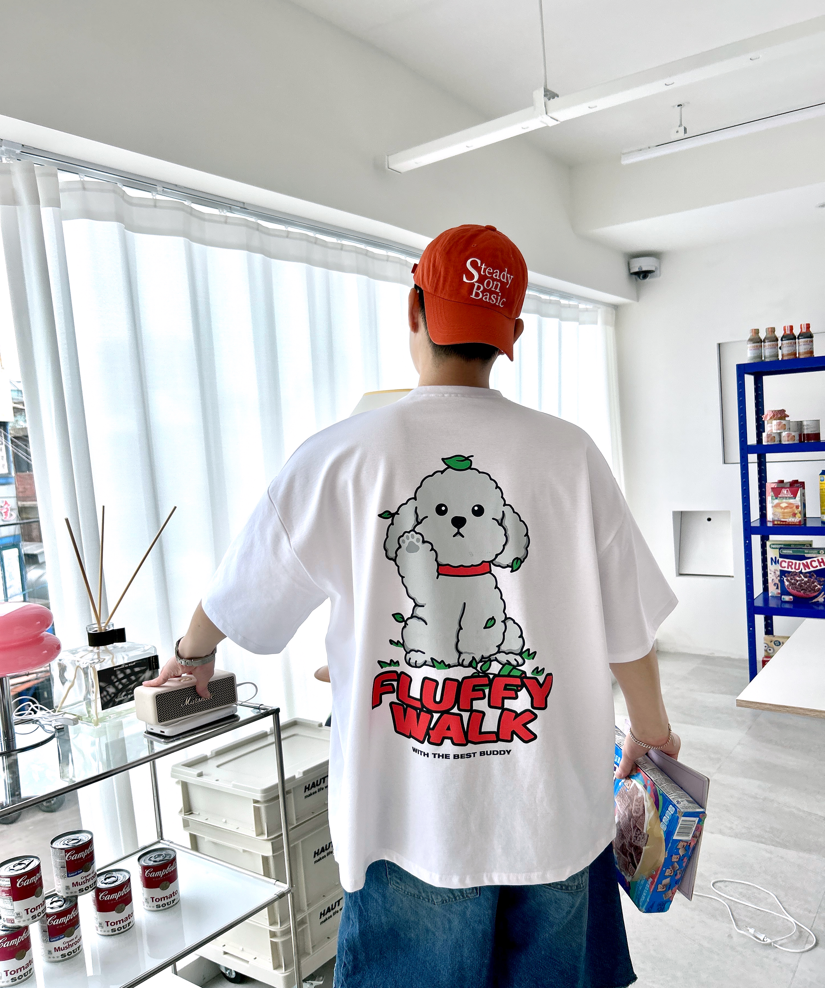 [무배]M-2XL 플로피푸들 아이스분또 유니클 남녀커플 오버핏 반팔 티셔츠 : 엠제이콥스