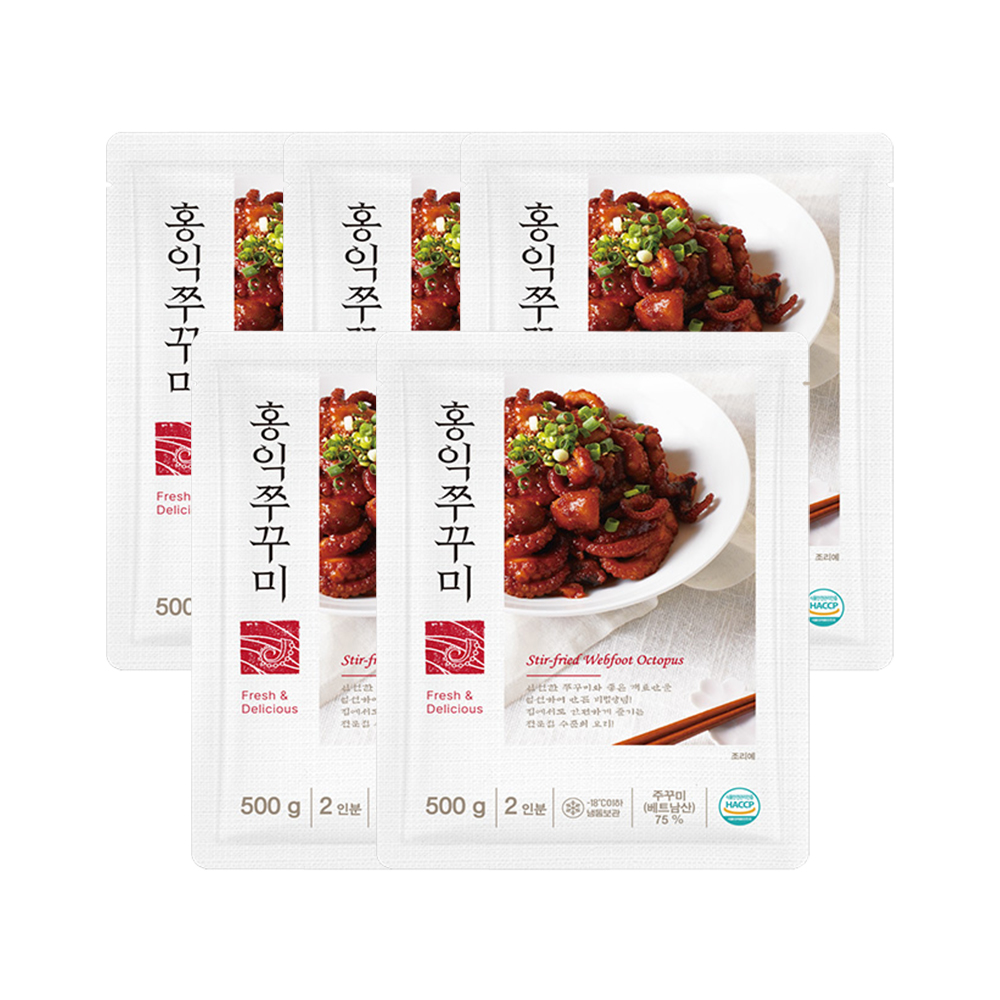 홍익쭈꾸미 매콤 양념 쭈꾸미 볶음 캠핑 음식 요리 밀키트 맛집 500g, 5개 : 홍익상회 - 태범프레시