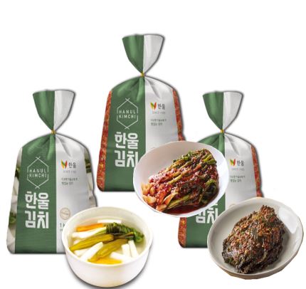 한울 국내산 별미 김치 세트12호(쪽파김치/깻잎김치/동치미)3kg-화/금 출고 : 상상치