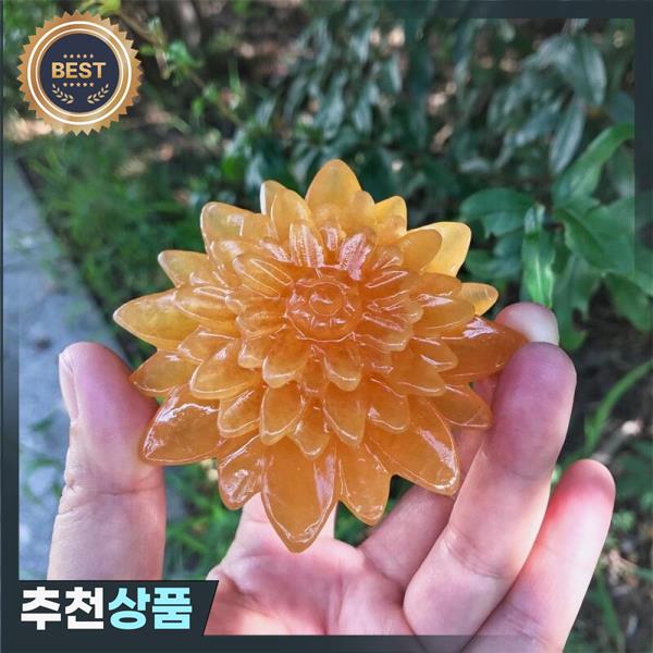 자연  노란색 칼슘 꽃 크리스탈 조각 힐링 에너지 스톤 공예품 방 장식  1 개 : 욕심쟁이조유