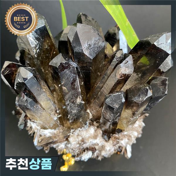 천연 모리온 황수정 팬텀 석영 크리스탈 클러스터 포인트 힐링 표본 컬렉션 홈 풍수 장식 : 욕심쟁이조유