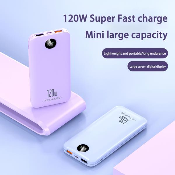 200000 mAh 120W 대용량 충전 보물 고속 디스플레이 디지털 얇은 최신 모델 여행 모바일 전원 : 블루ON