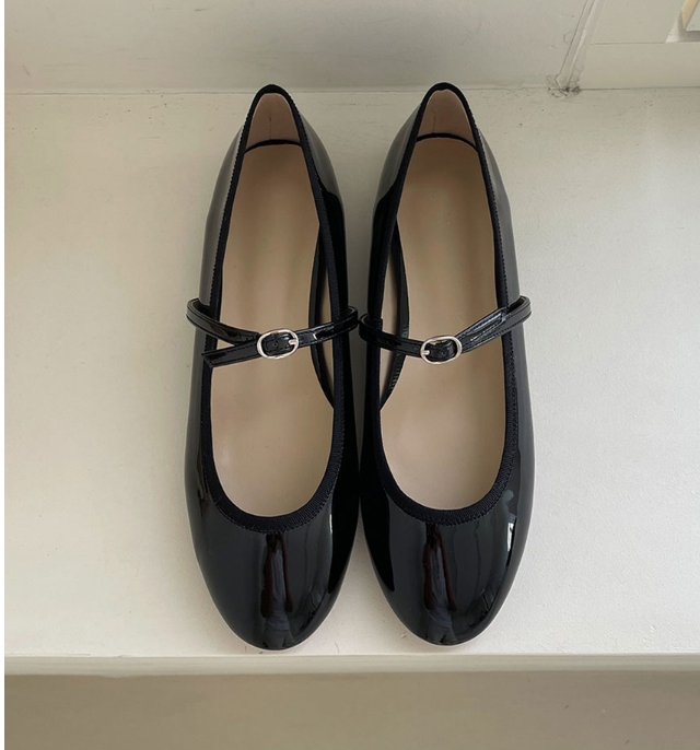 여성 라운드토 에나멜 메리제인 단화 굽1CM/230-250MM : 하랑이네마켓