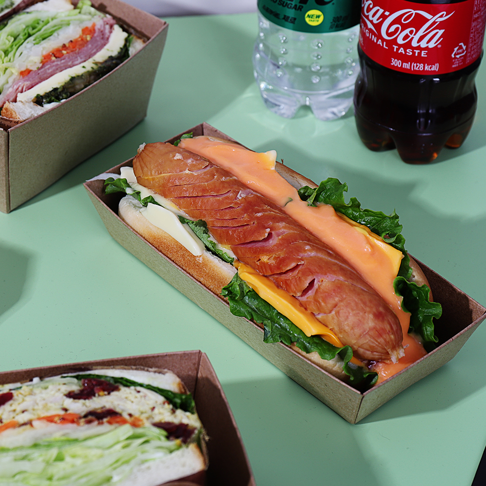 일회용 샌드위치 샐러드 포장 용기 케이스 김밥 떡 종이 도시락 4호 화이트 50개 세트 : 패키지리퍼블릭