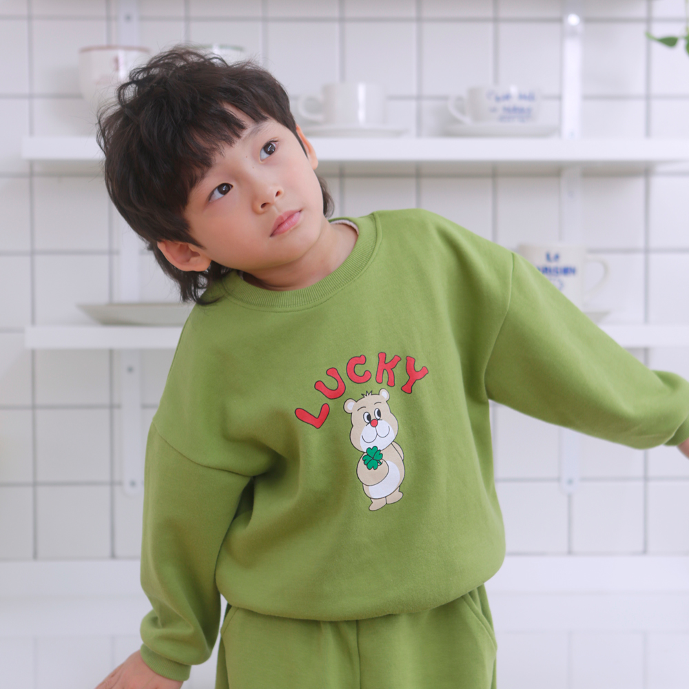 유아 키즈 기본 데일리 럭키 맨투맨 : 마미버드