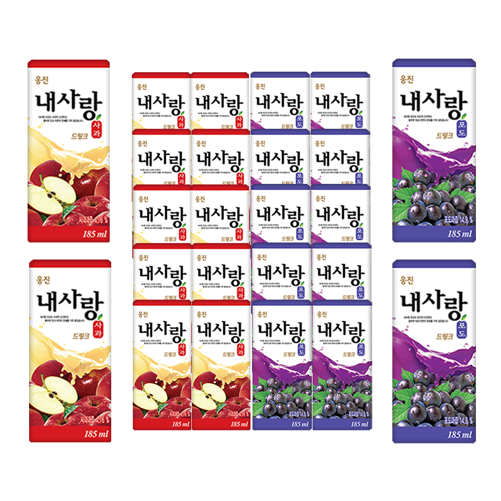 웅진 내사랑 사과 포도 드링크팩 185ml 12개씩 총24개 : 드링크올데이