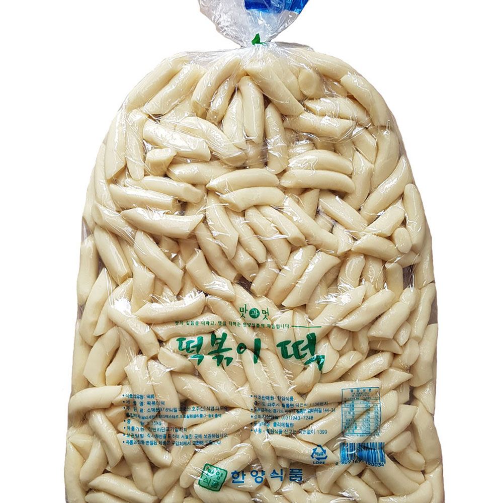 밀떡볶이 대3.75kg 약18인분엄지손가락굵기의 한양식품 떡볶이떡 : 이파주