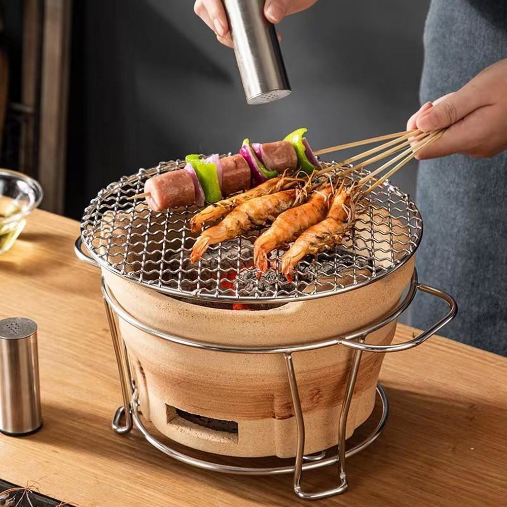 화로 숯불 구이 가정용 스토브 숯화로 식당용 야외 캠핑용 바베큐 훈제 직화 12 스테인리스 그릴 스몰 사이즈 : 투명소리