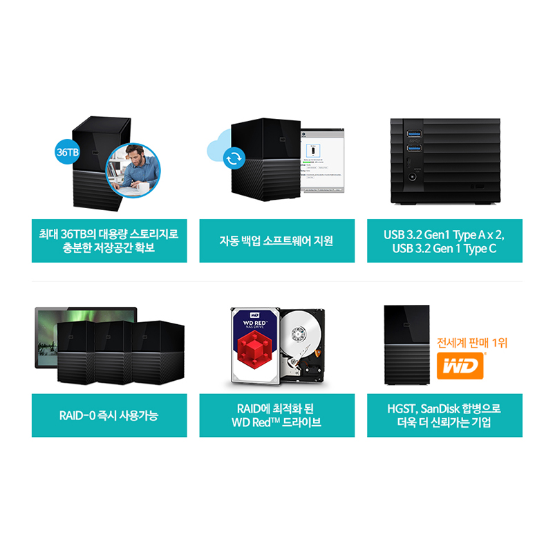 WD 외장하드 My Book DUO 데스크탑 대용량 외장 HDD 16TB, 블랙 : 주식회사 피아이디
