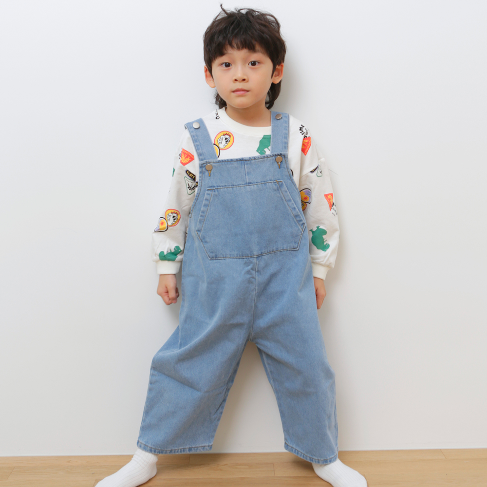 키즈 아기 기본 공용 토비 데님 멜빵 오버롤 : 마미버드