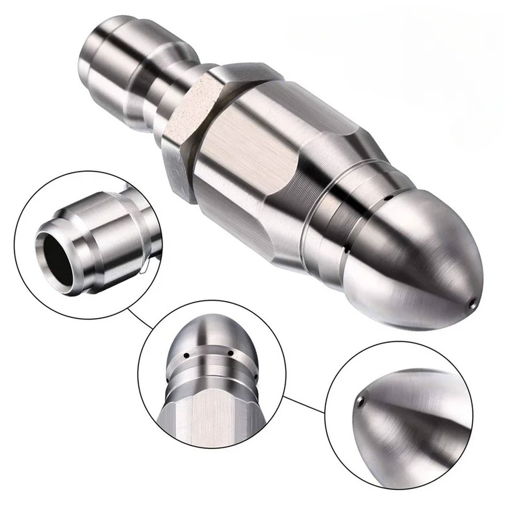 G1 커넥터 노즐 하수구 호스 청소 액세서리 하수 고압 5000PSI 깍지 세척기 세척 silvery : 트러스픽온D