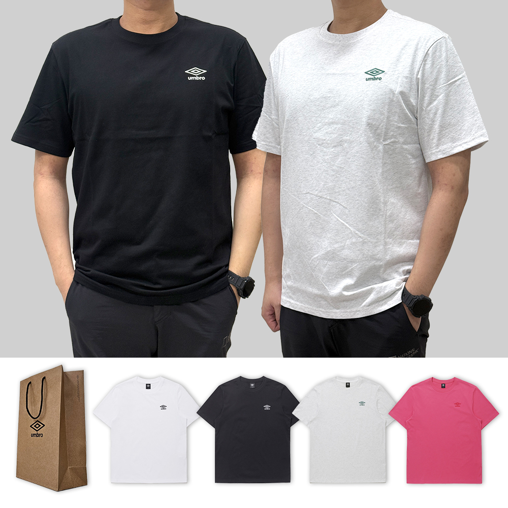[백화점판] 엄브로 반팔티 에센셜 오버핏 남성 여성 커플 라운드 티셔츠 선물포장 : 엘비멀티샵