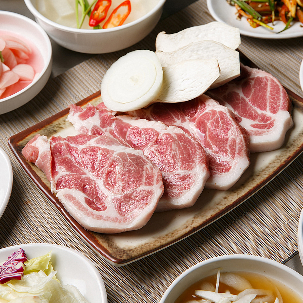 유황먹은돼지 냉장 한돈 목살 구이용 1kg 삼겹살 오겹살 : 유황먹은돼지
