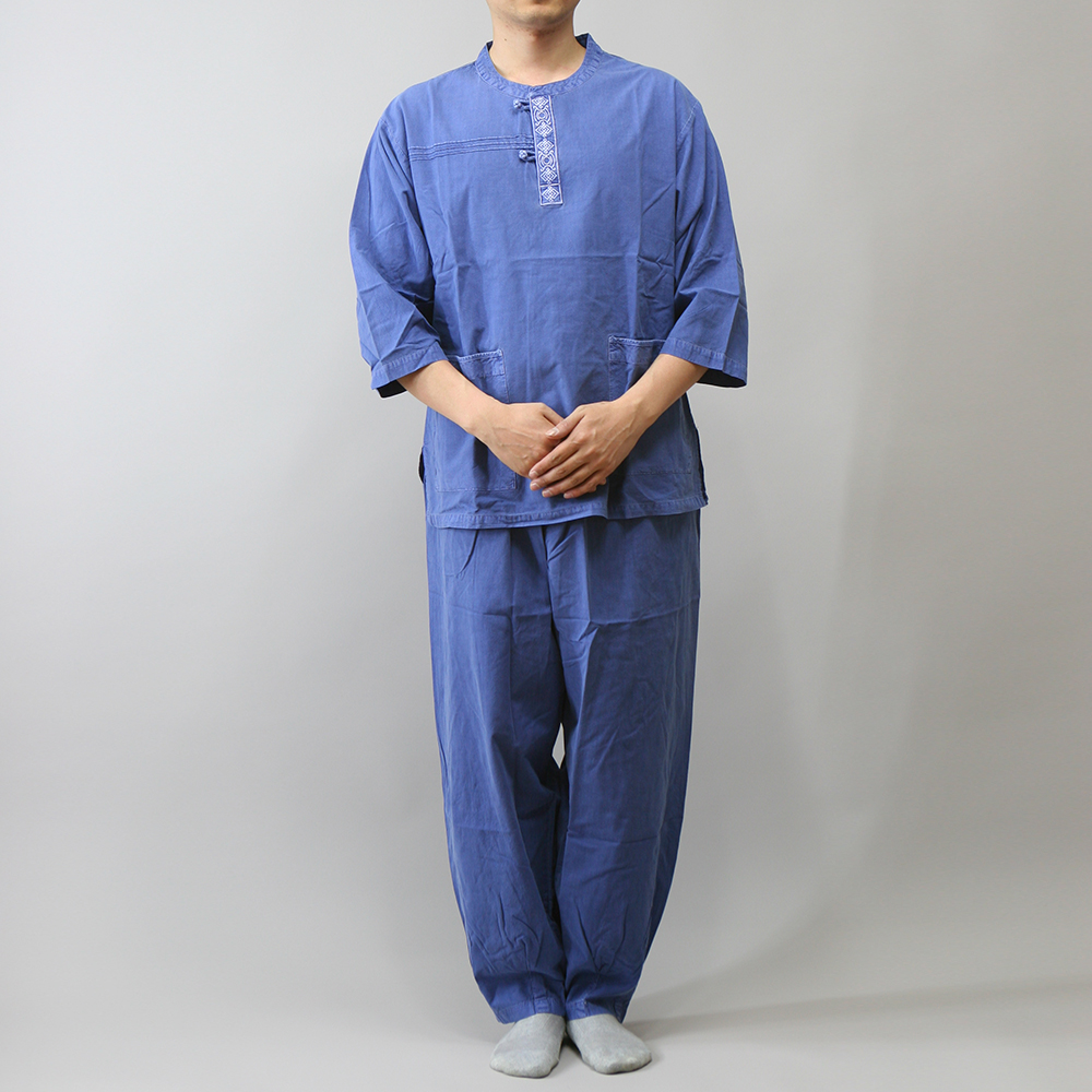 생활 개량 한복 법복 절복 요가복 칠부 라운드자수티셔츠 상하의 세트(남녀공용) : 다담이 우리옷