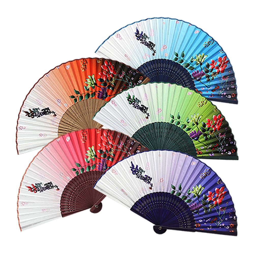 [판촉상품] 향기꽃면 기성 전통부채 (x 100개 묶음) : 득템기프트