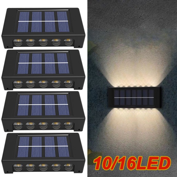 태양광 발전 조명 방수 야외 정원 벽 램프 파티오 거리 마당 발코니용 상하 장식 16LED : PickAndGo