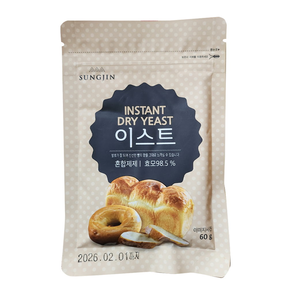 성진식품 이스트 60g 발효효모 제과제빵재료 베이킹재료 지퍼백포장 : 두배로마트