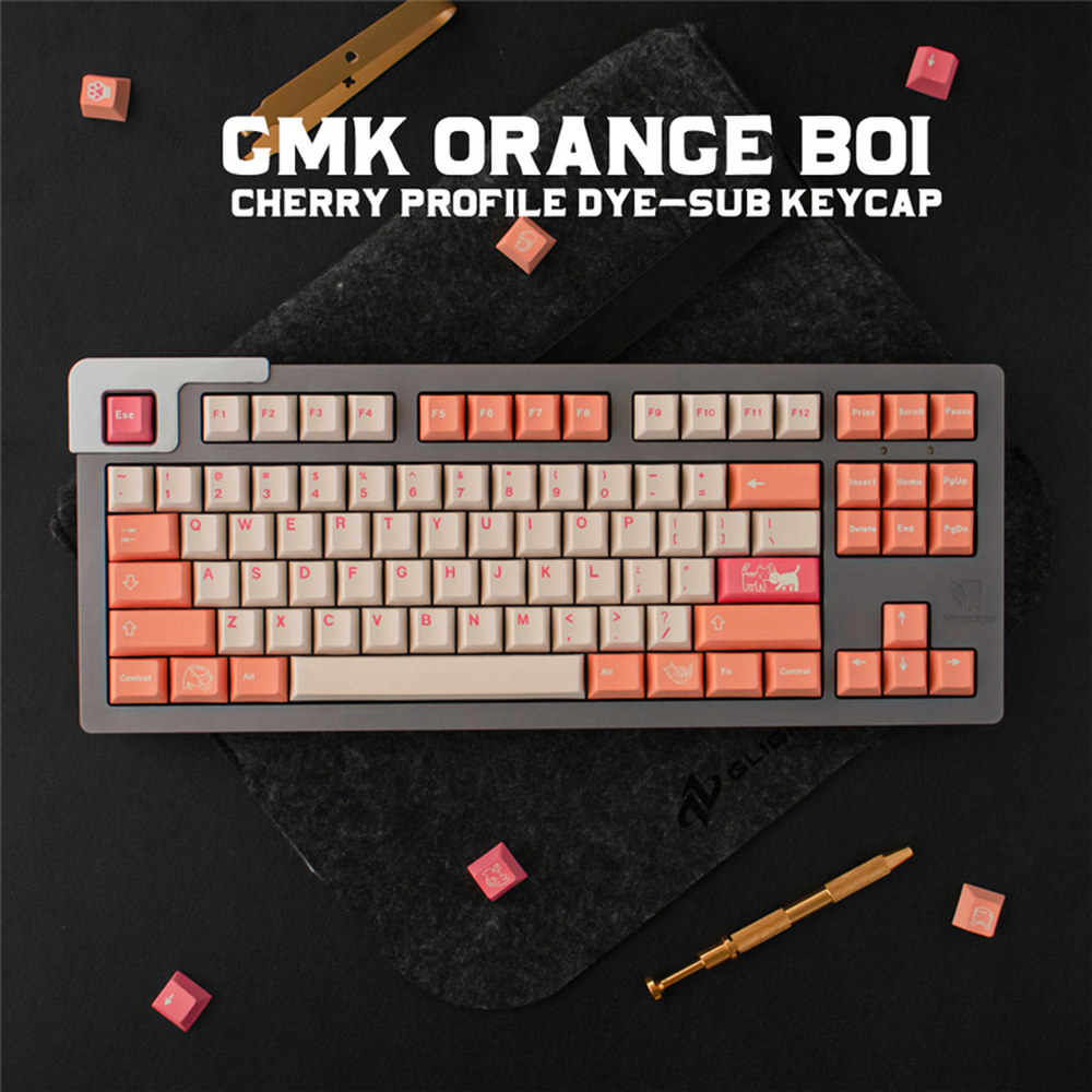 보이 스페이스 129 오렌지 7U 키캡 스위치용 기계식 PBT 프로파일 키보드 서브 MX 23 체리 25U Orange Boi129Keys : 스테이블식스