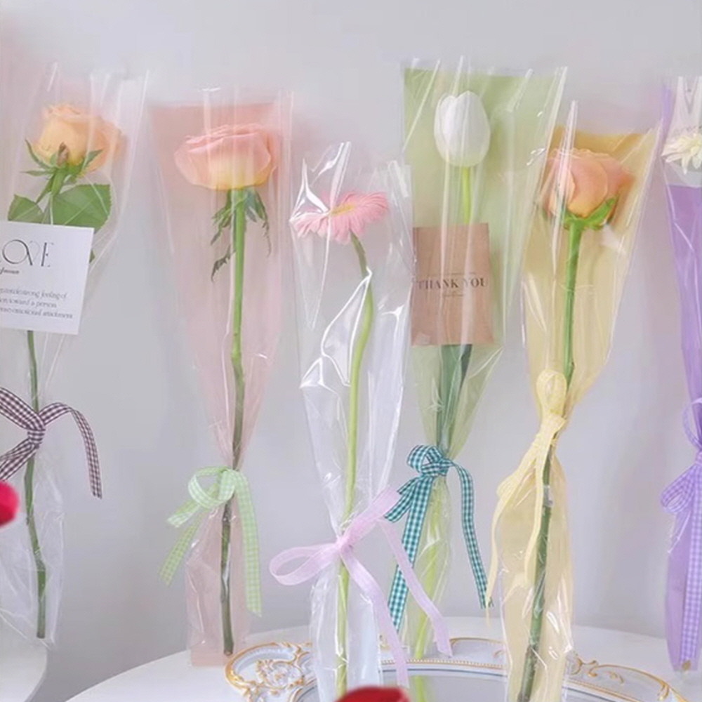 꽃포장지 한송이 개별 꽃다발 만들기 플라워 포장 비닐 50매 7color : 스마트헬시필