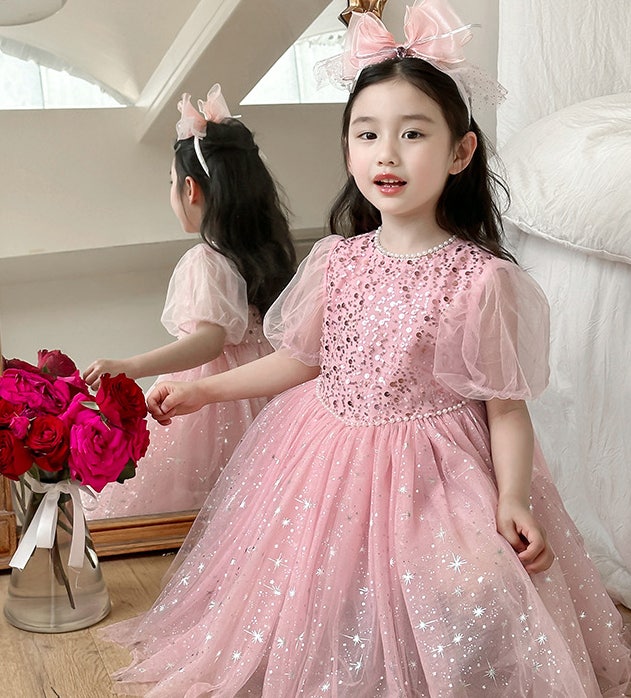 유아원피스 아동 여아 생일파티 원피스 촬영룩 핑크 드레스 아이옷 콩쿨 연주회 샤원피스 : 여우별아동복