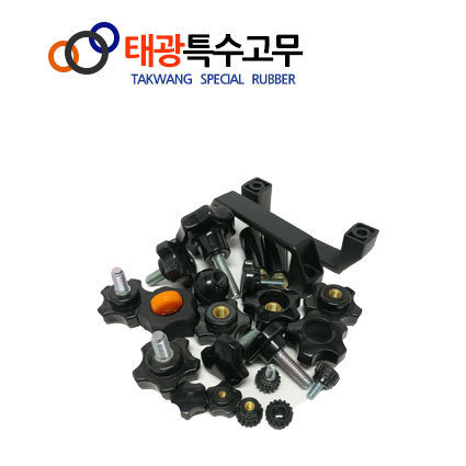 노브 손잡이 원형 M4X9L 5EA PC볼 볼트 너트 핸들 : 태광특수고무몰