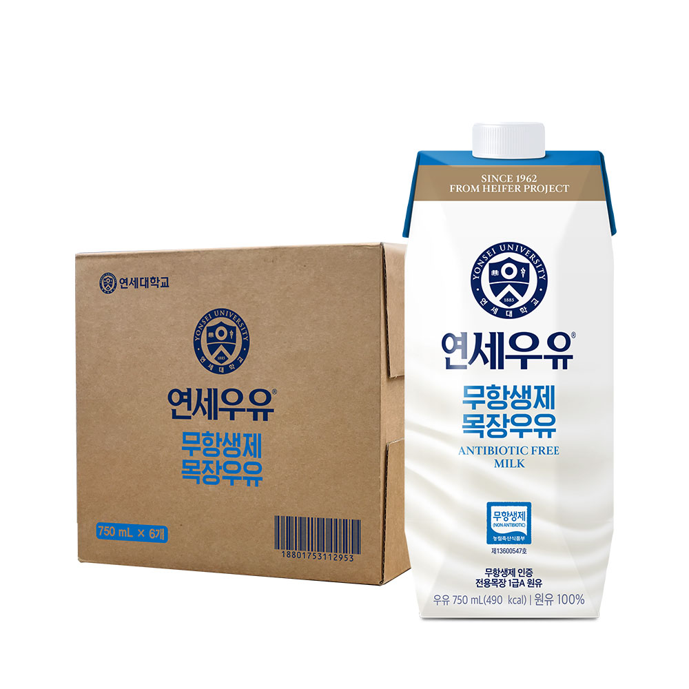 연세우유 무항생제 목장우유 750ml 6팩 : 연세유업 직영스토어