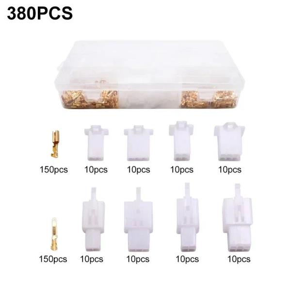 380pcs 2/3/4/6 핀 압착 자동 전기 절연 케이블 와이어 터미널 2.8 세트 남성 여성 플러그 소켓 커넥터 키트 오토바이 : 이십칠플렉스