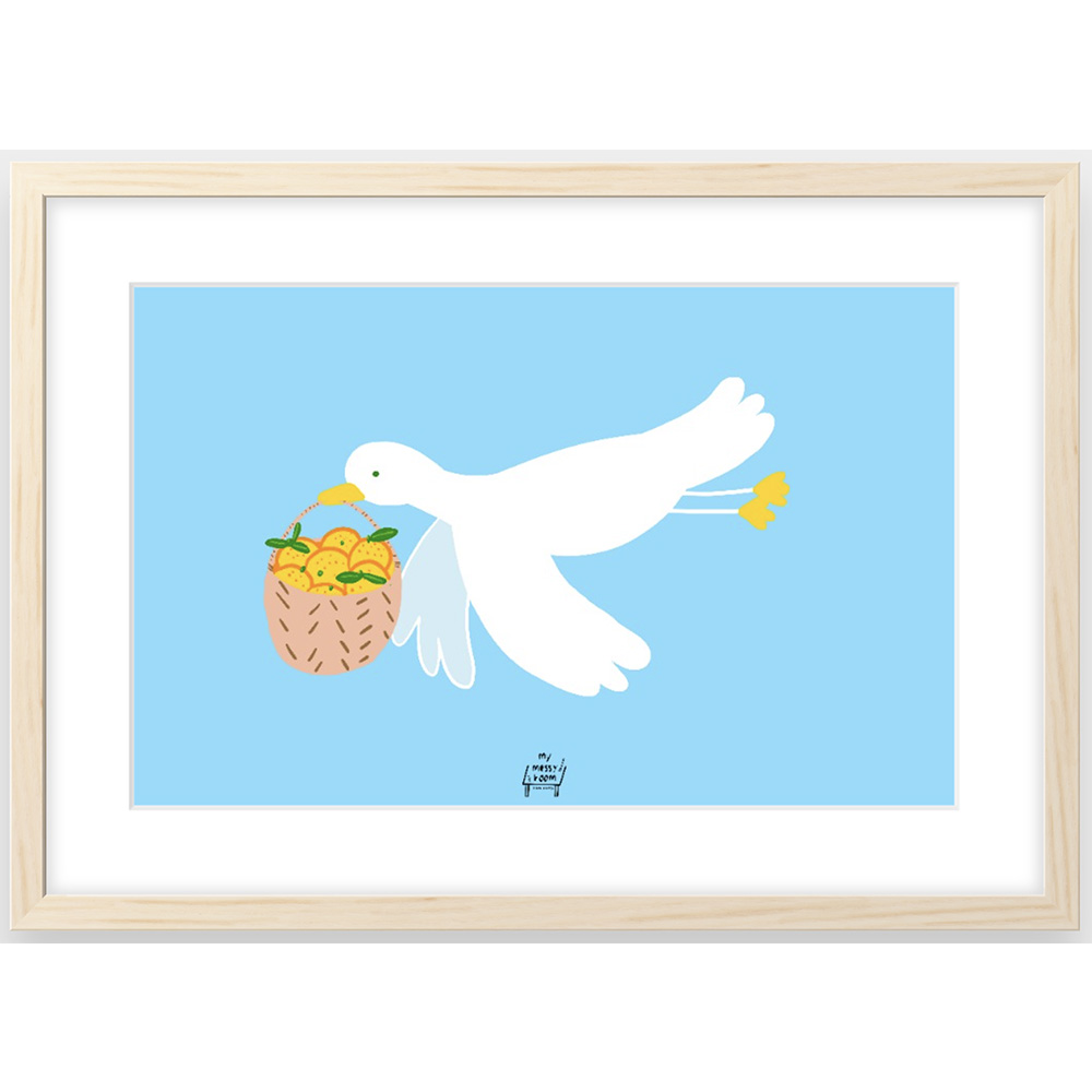 Sweet Delivery 인테리어 일러스트 액자 297x420mm, 백조와 오렌지 : 마이메시룸