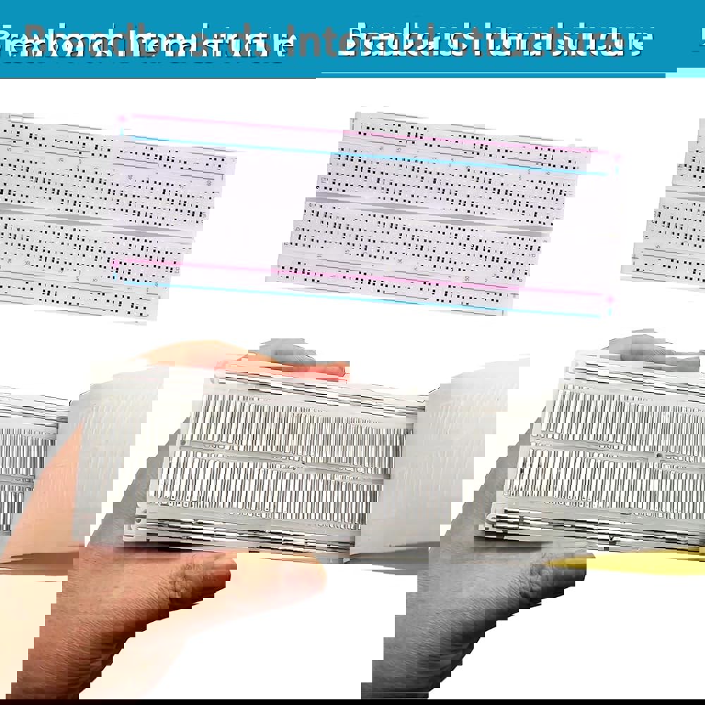 전원 공급 모듈이 있는 미니도카 브레드보드 키트 점퍼 와이어 배터리 클립 830 및 400 타이 포인트 브레드보드, 얼리거 테스트 리드 : 위시스토아