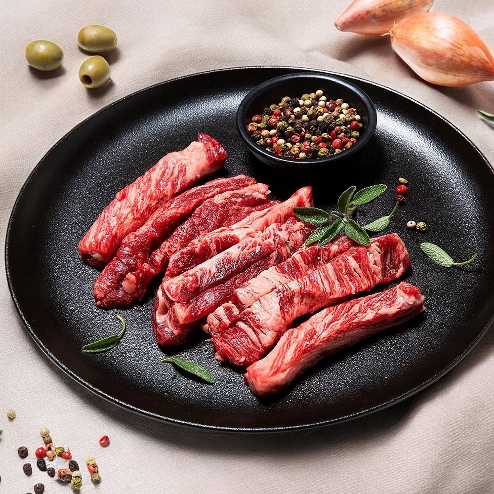 1++ 갈비살 투쁠 한우 마장동 소고기 300g 구이용 스테이크용 모듬 선물용 : 우메종