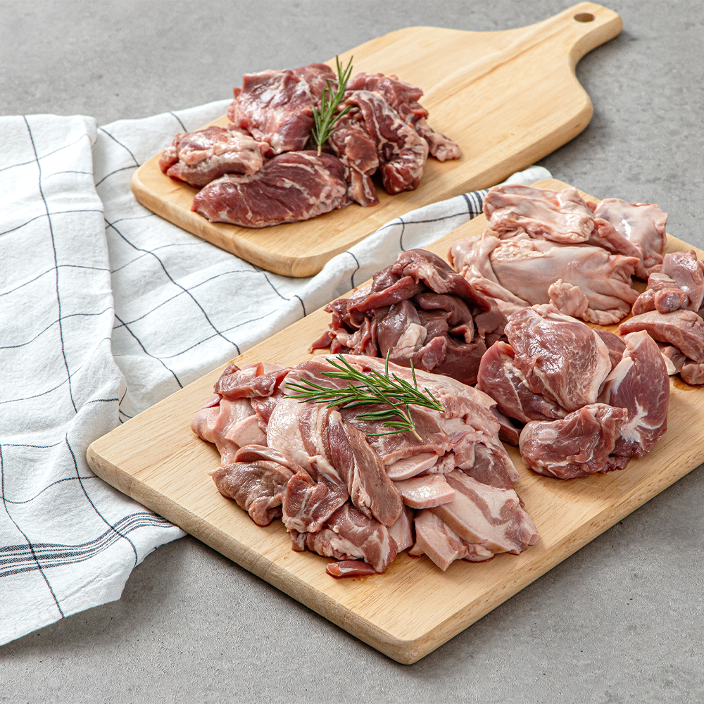 숨긴돼지 뒷고기 돈마카세 1kg 머리고기, 내장 국내산 100% : EZBUY-Shop