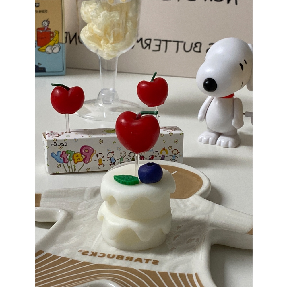 귀여운 캐릭터 파티 생일 이벤트 케이크 장식 하트 체리 초 3개세트 : 하 미 네