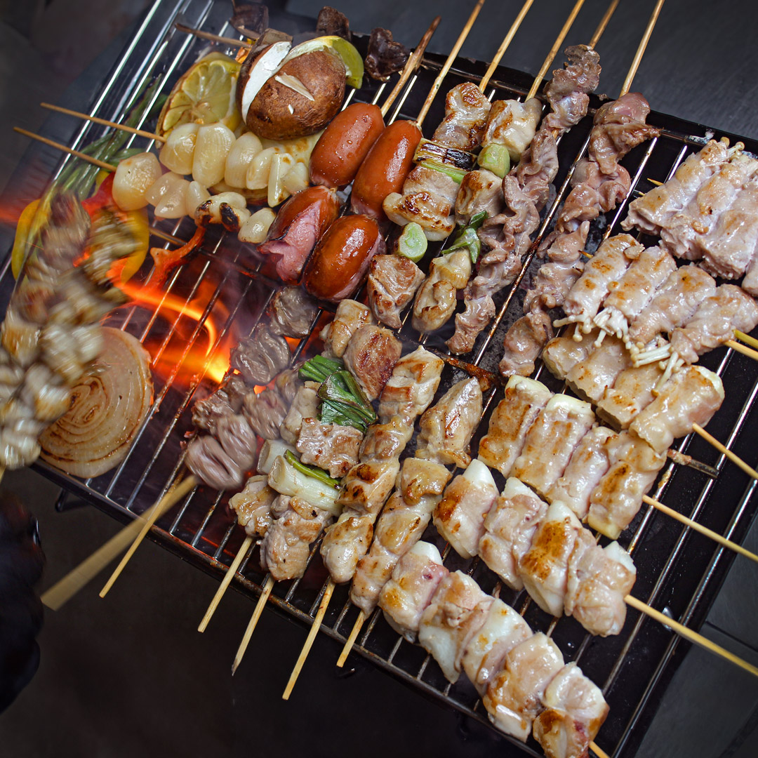 캠핑 닭꼬치 모듬꼬치 800g (24꼬치) 염통 닭껍질 순살 파닭 은행 마늘 : 고우하