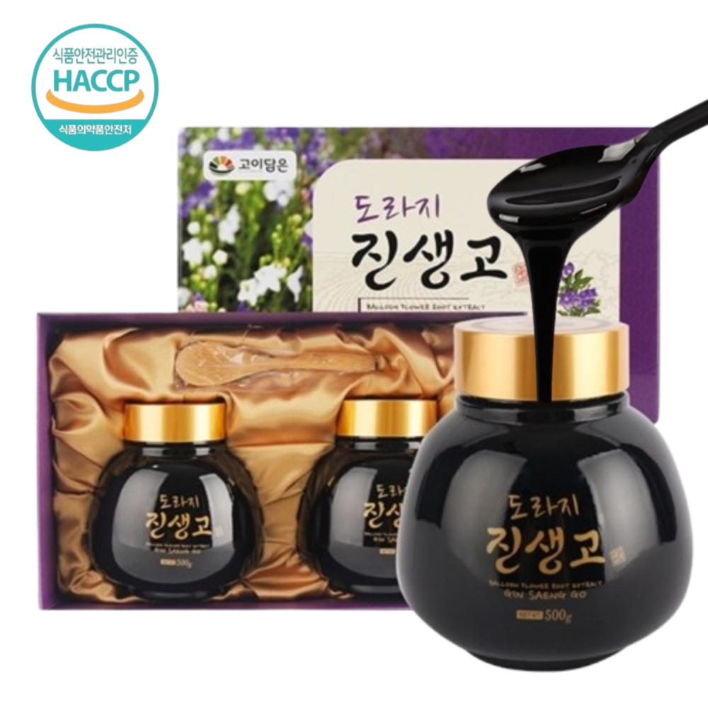 (주)대한홍삼진흥공사 국내산 100% 도라지 진생고 500g x 2병 환절기건강 보자기제공 : 호앤토