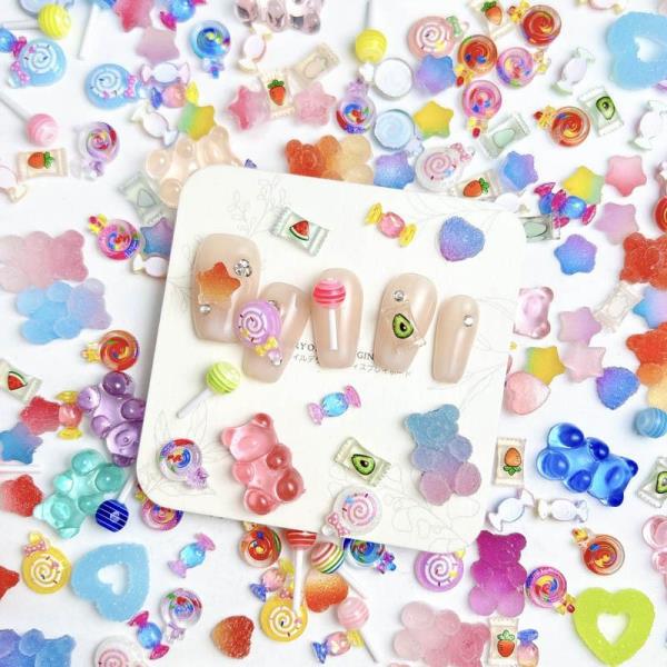 혼합  시뮬레이션 롤리팝 구미 베어 네일 참 송진 유혹 캔디 시리즈 아트 장식 용품 DIY 공예 : 파세오샵